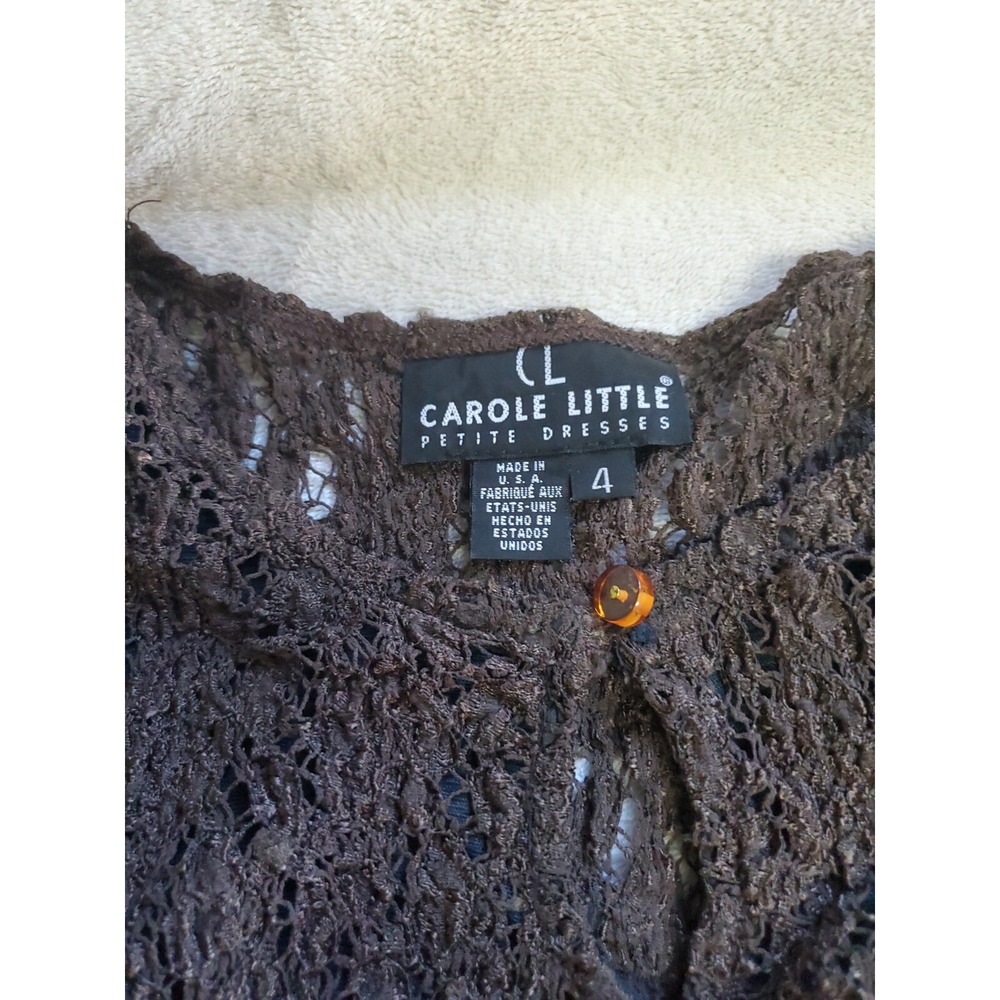 Carole Little Full Brown Croche Dress size 4P - Picture 3 of 6